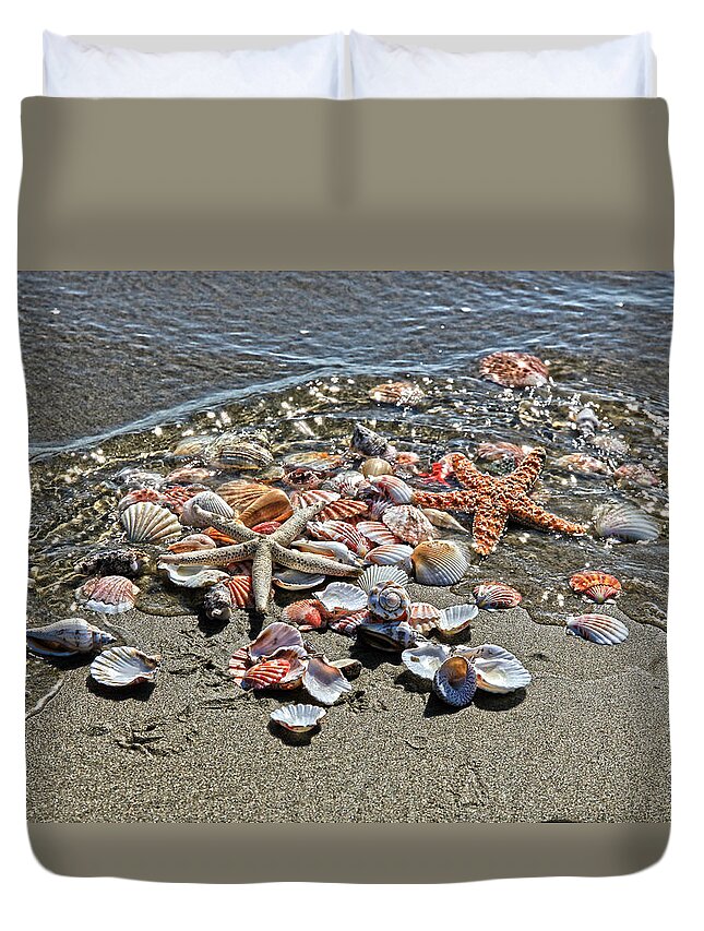 Sea Shells Duvet Cover featuring the photograph Seashells by Athena Mckinzie