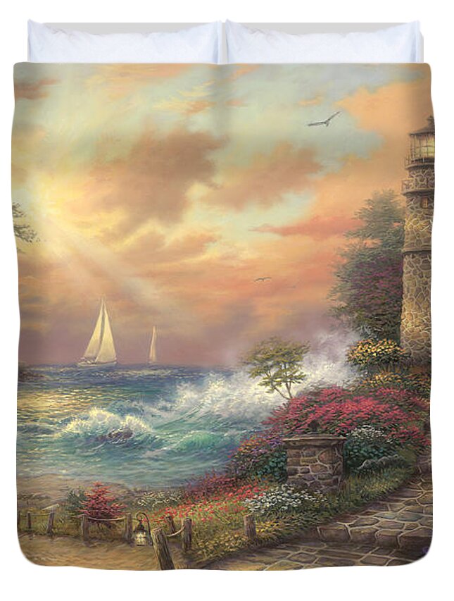 #faatoppicks Duvet Cover featuring the painting Seaside Dream by Chuck Pinson