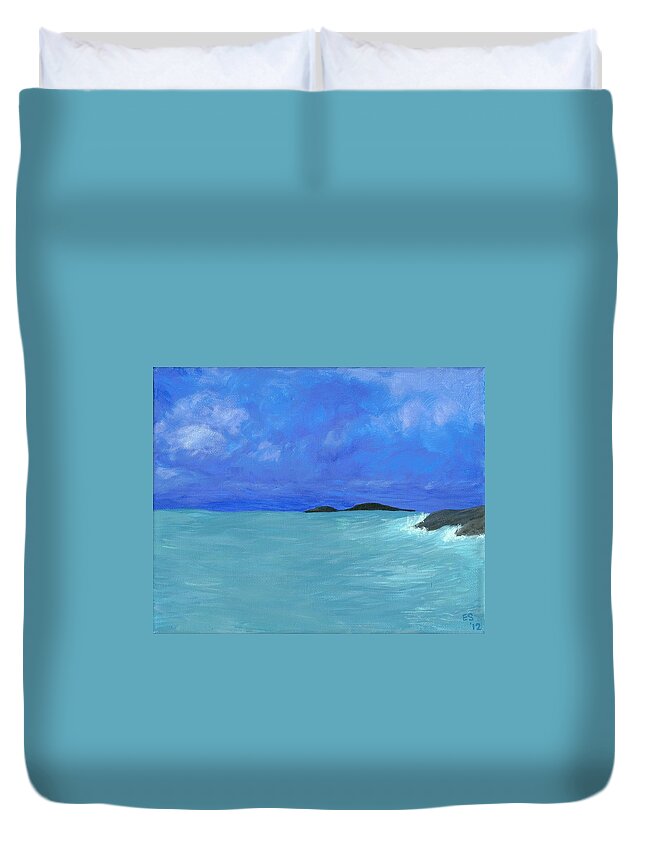 Seaside Duvet Cover featuring the painting Seaside by Elizabeth Sullivan