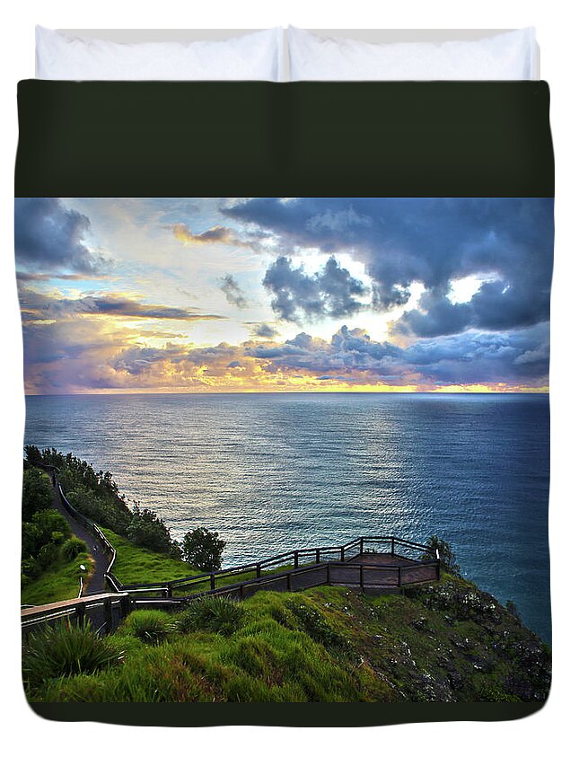 Tranquility Duvet Cover featuring the photograph Seaside Sunrise In Byron Bay Australia by Photography By Bobi