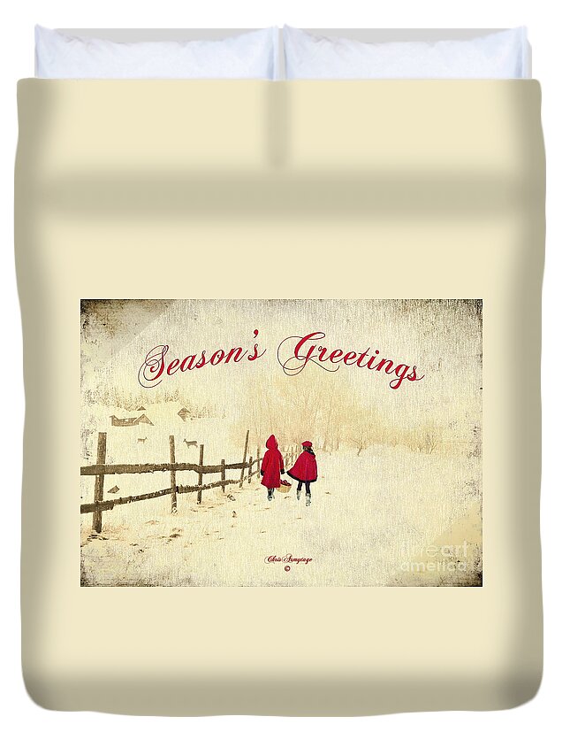 Digital Art Duvet Cover featuring the painting Season's Greetings - Delivering Festive Cheer by Chris Armytage