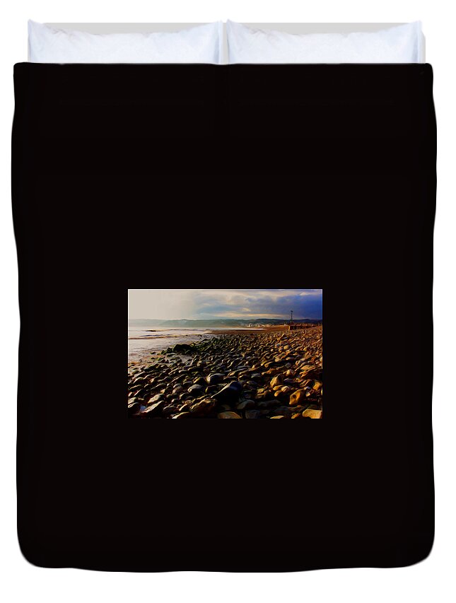 Seaton Duvet Cover featuring the digital art Seaton by Ron Harpham