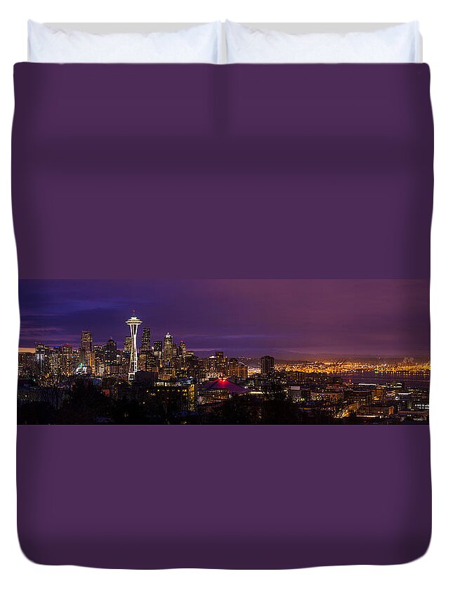 Seattle Duvet Cover featuring the photograph Seattle Pre Sunrise by Mike Reid