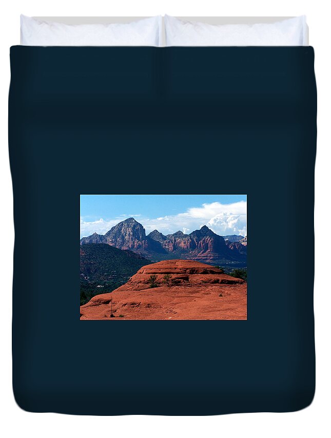Red Duvet Cover featuring the photograph Sedona-13 by Dean Ferreira