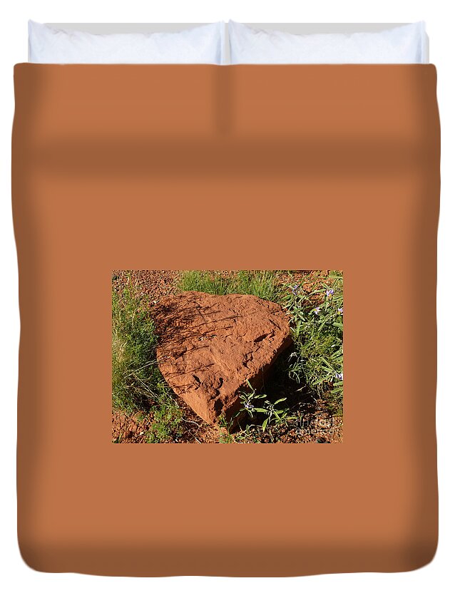 Sedona Duvet Cover featuring the photograph Sedona Heart Rock by Mars Besso
