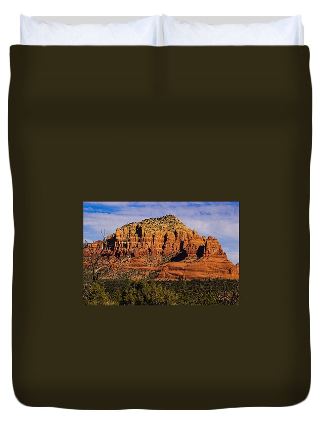 Pennysprints Duvet Cover featuring the photograph Sedona Rock Formations by Penny Lisowski