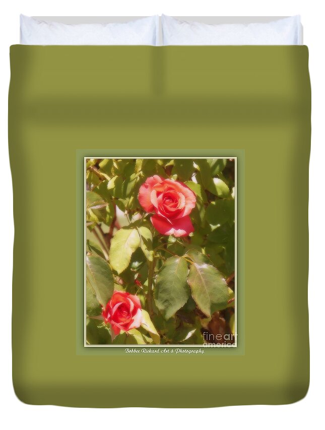 Rose Duvet Cover featuring the photograph Seeing Double by Bobbee Rickard