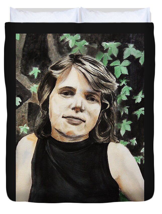 Adults Duvet Cover featuring the painting Self-portrait by Masha Batkova