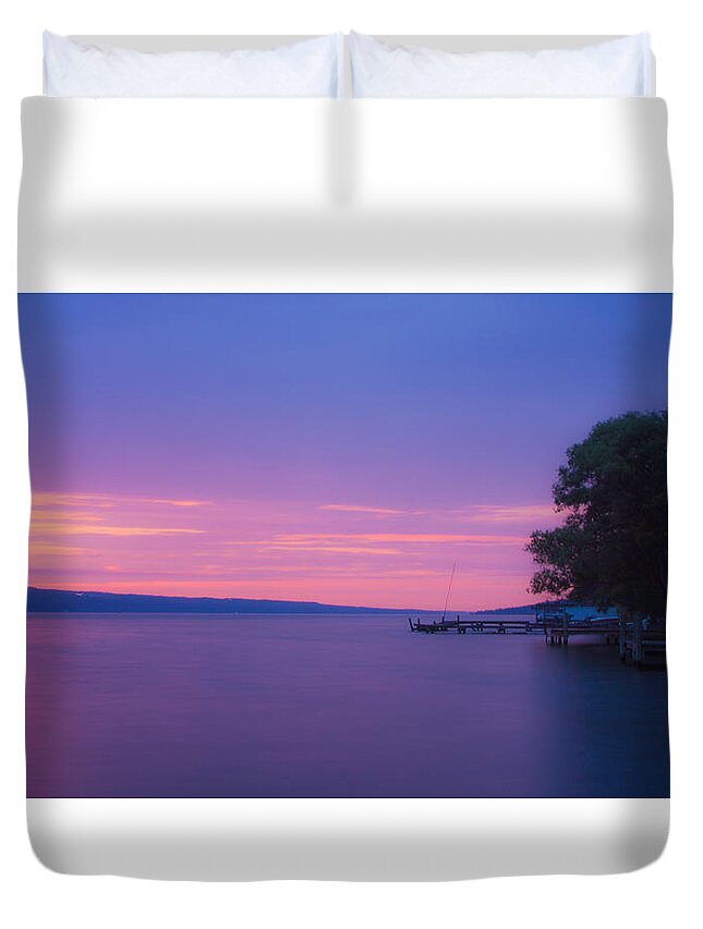Seneca Duvet Cover featuring the photograph Seneca Lake Glows by Photographic Arts And Design Studio