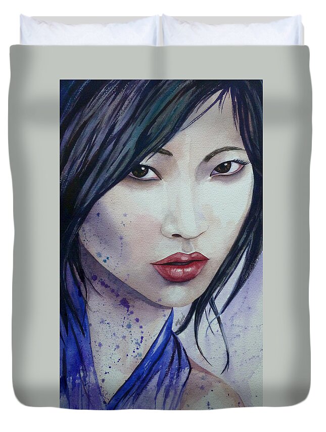 Korean Woman Duvet Cover featuring the painting Seoul Searching by Michal Madison