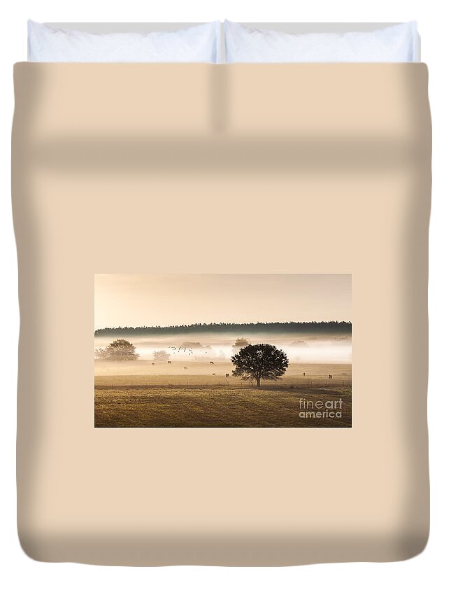 Animal Duvet Cover featuring the photograph Sepia Landscape from 500 feet by Jo Ann Tomaselli