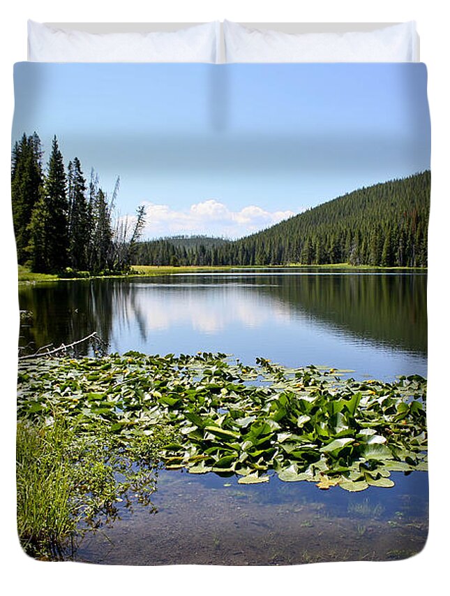 Lake Duvet Cover featuring the photograph Serenity in Yellowstone by Teresa Zieba