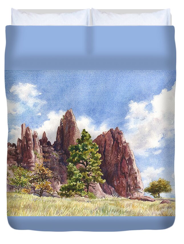 Settler's Park Duvet Cover featuring the painting Settler's Park by Anne Gifford