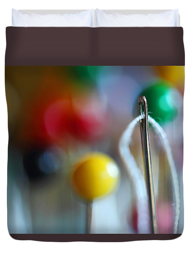 Needle Duvet Cover featuring the photograph Sewing by Michael Eingle