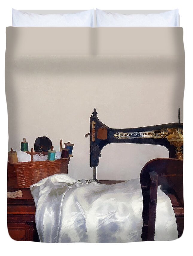 Sew Duvet Cover featuring the photograph Sewing Room by Susan Savad
