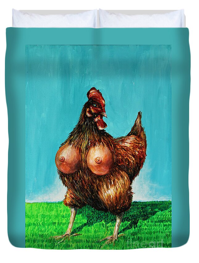 Sexy Chicken Dariusz Duvet Fine - by America Orszulik Art Cover