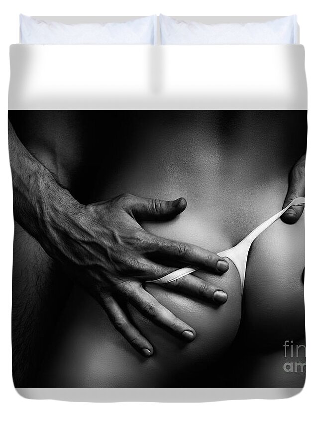 Beautiful Black Couples Nude - Sexy Couple Closeup of Bodies Black and white Duvet Cover by Maxim Images  Exquisite Prints - Fine Art America