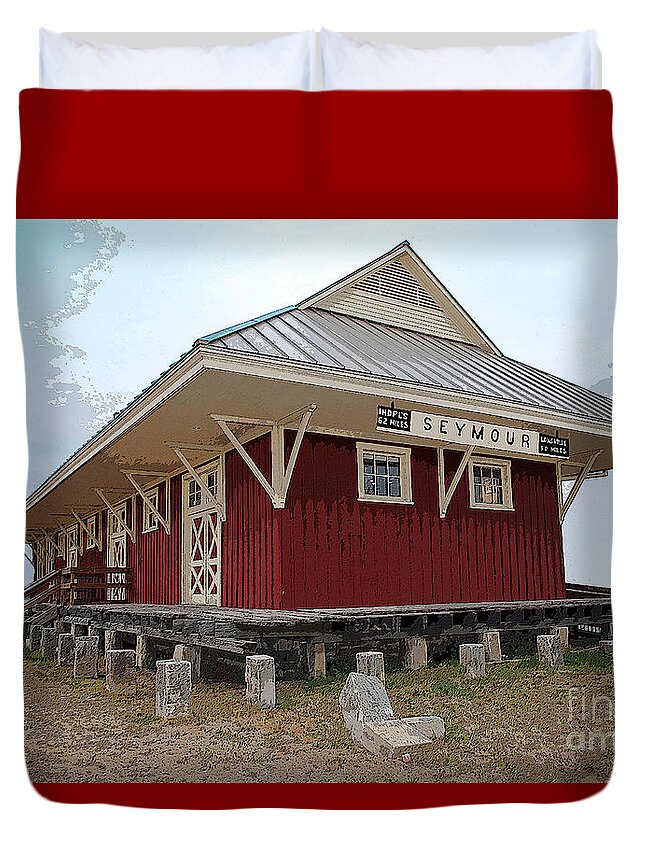 Seymour Duvet Cover featuring the painting Seymour Indiana Train Station by Jost Houk