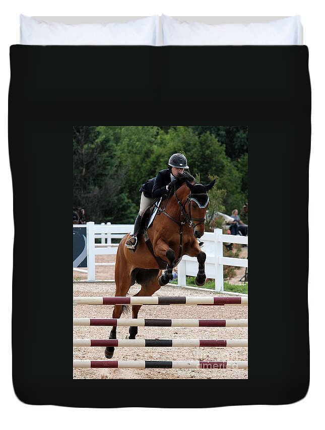 Equine Duvet Cover featuring the photograph SFJumper17 by Janice Byer
