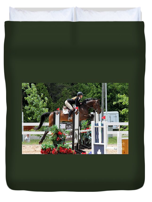 Equine Duvet Cover featuring the photograph SFJumper34 by Janice Byer
