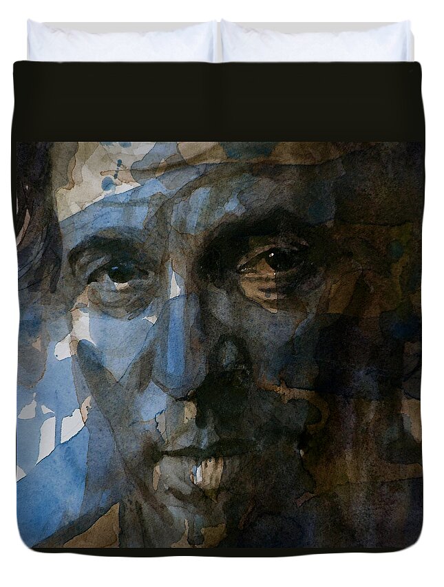 Bruce Springsteen Duvet Cover featuring the painting Shackled and Drawn by Paul Lovering