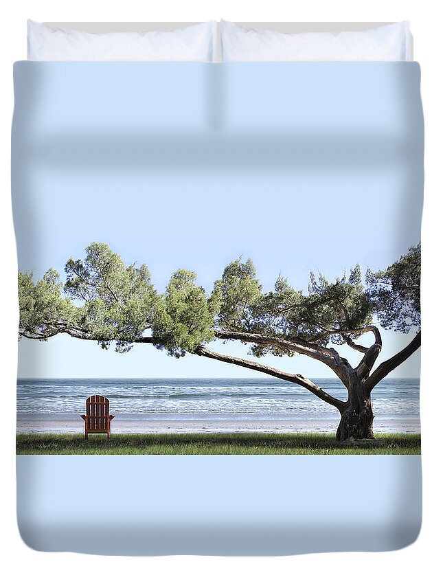 Shade Tree Duvet Cover featuring the photograph Shade Tree Panoramic by Mike McGlothlen
