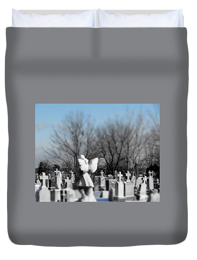 Angel Duvet Cover featuring the photograph Shades Of A Gothic WInter by Gothicrow Images