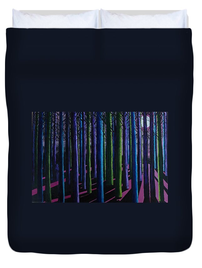 Night Duvet Cover featuring the painting Shadows and Moonlight by Susan M Woods