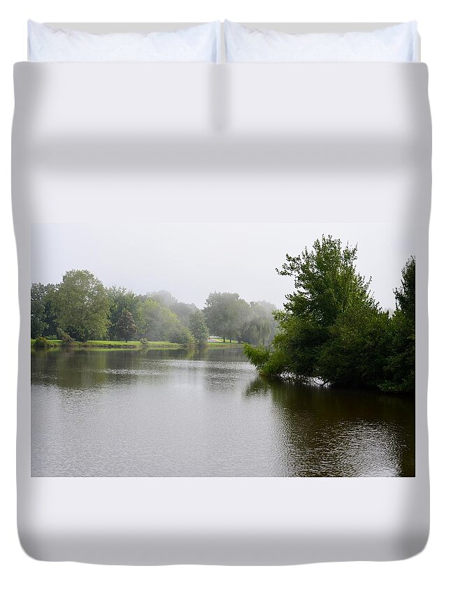Shadows On The Lake Duvet Cover featuring the photograph Shadows on the Lake by Maria Urso