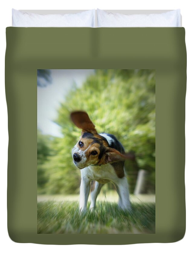 Beagle Duvet Cover featuring the photograph Shake Shake Shake by Cricket Hackmann