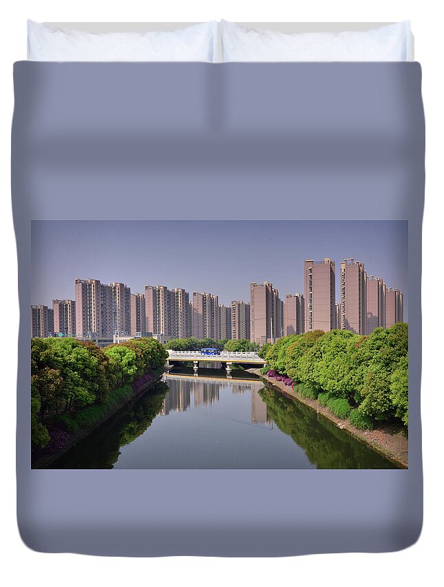 Outdoors Duvet Cover featuring the photograph Shanghai - New Suburbia by Andy Brandl