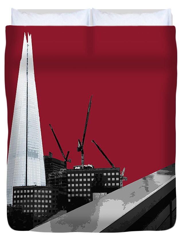 Shard Duvet Cover featuring the mixed media Shard - Blazing RED #2 by BFA Prints