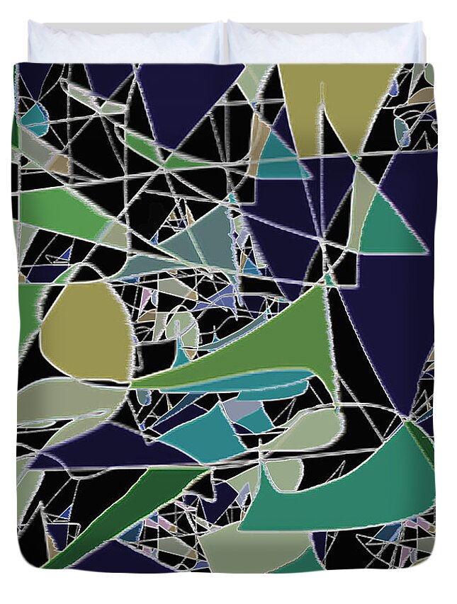 Glass Duvet Cover featuring the digital art Shards by Beth Saffer