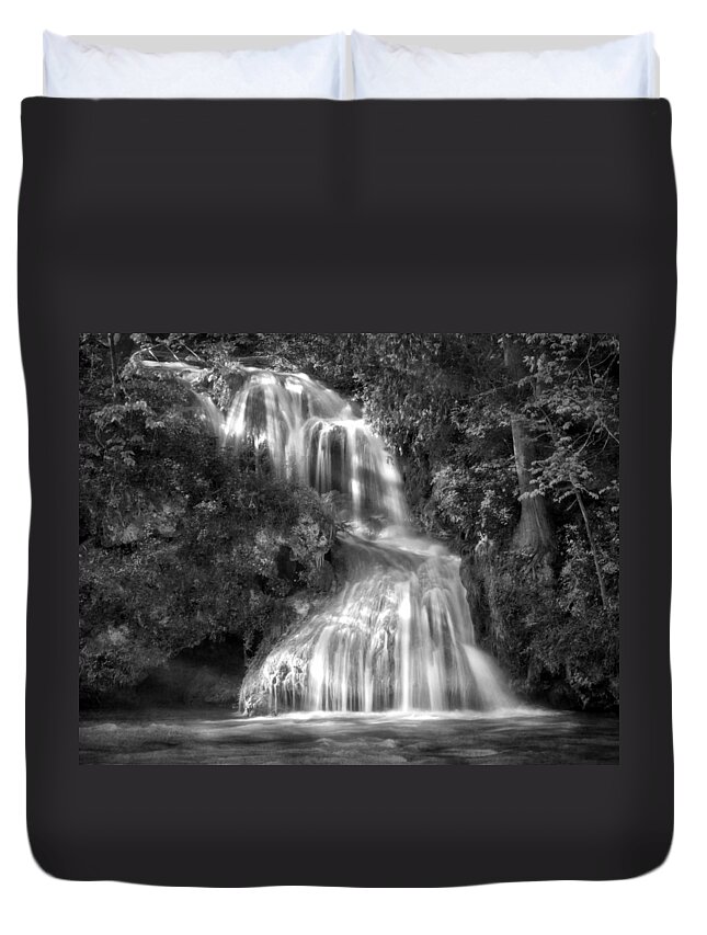 Jemmy Archer Duvet Cover featuring the photograph Shenandoah Waterfall B W by Jemmy Archer