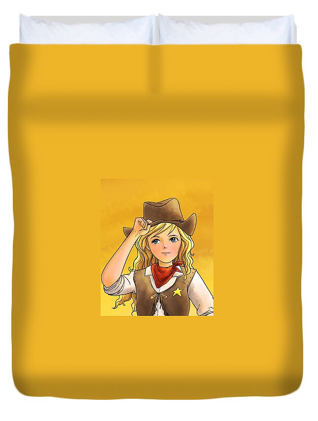 Fantasy Duvet Cover featuring the painting Sheriff Tammy by Reynold Jay