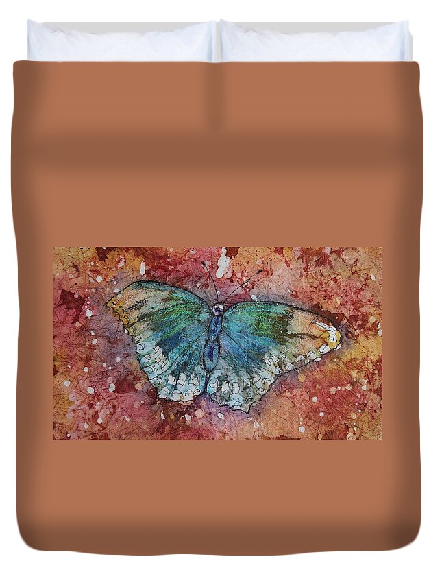 Butterfly Duvet Cover featuring the painting Shimmer wings by Ruth Kamenev