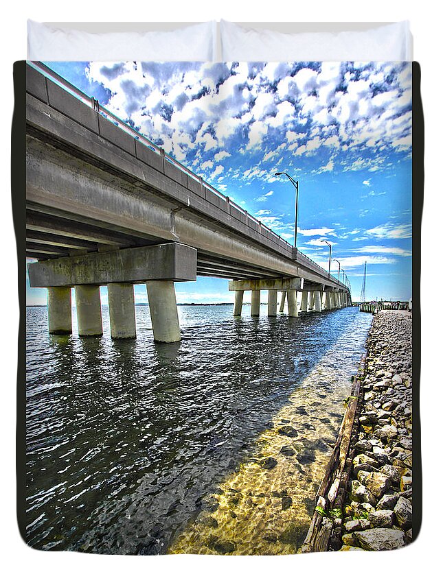 Shinnecock Duvet Cover featuring the photograph Shinnecock Bay - Bridgeview by Robert Seifert