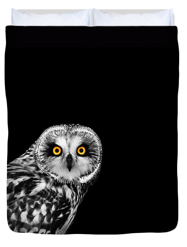 Short Eared Owl Duvet Cover featuring the photograph Short-Eared Owl by Mark Rogan