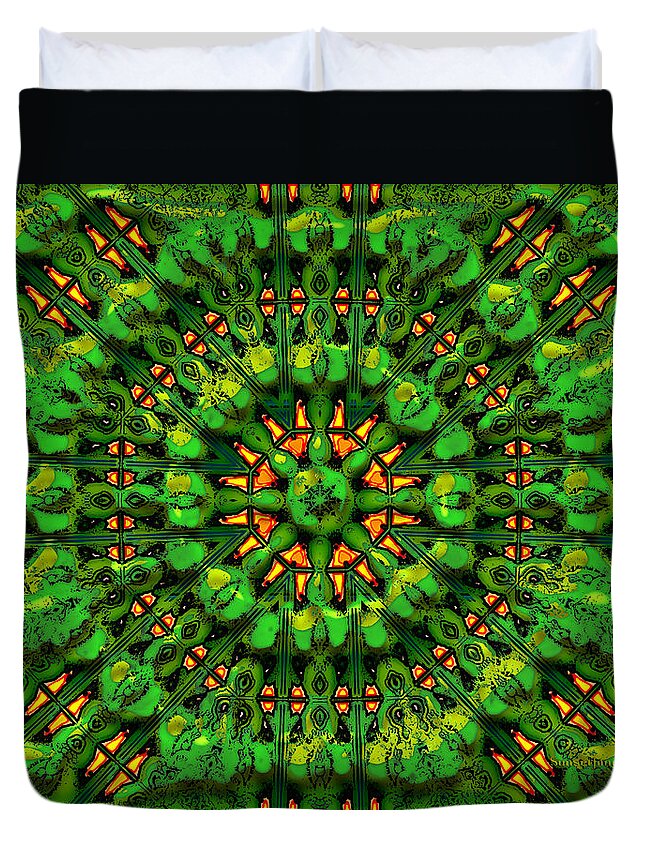 Green Duvet Cover featuring the digital art Shrek by Robert Orinski