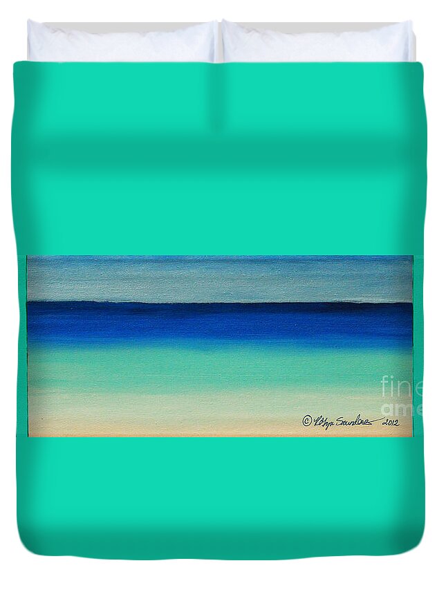 Beach Caribbean Paintings Paintings Duvet Cover featuring the painting Shutter Me Sea by Robyn Saunders