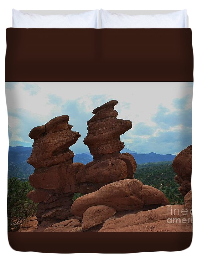 Colorado Duvet Cover featuring the photograph Siamese Twins Garden of the Gods Colorado by Robert D Brozek