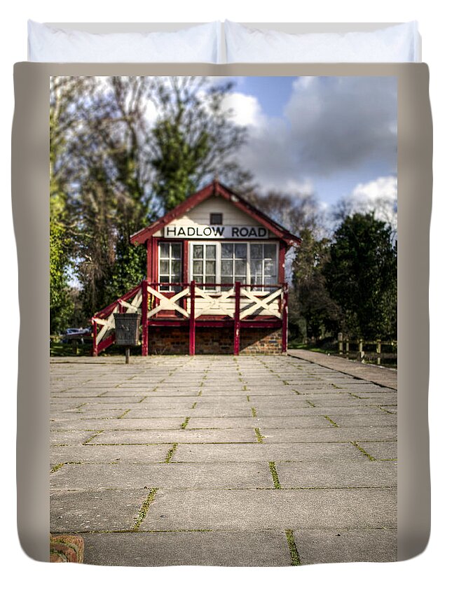 Railroad Duvet Cover featuring the photograph Signal Box by Spikey Mouse Photography
