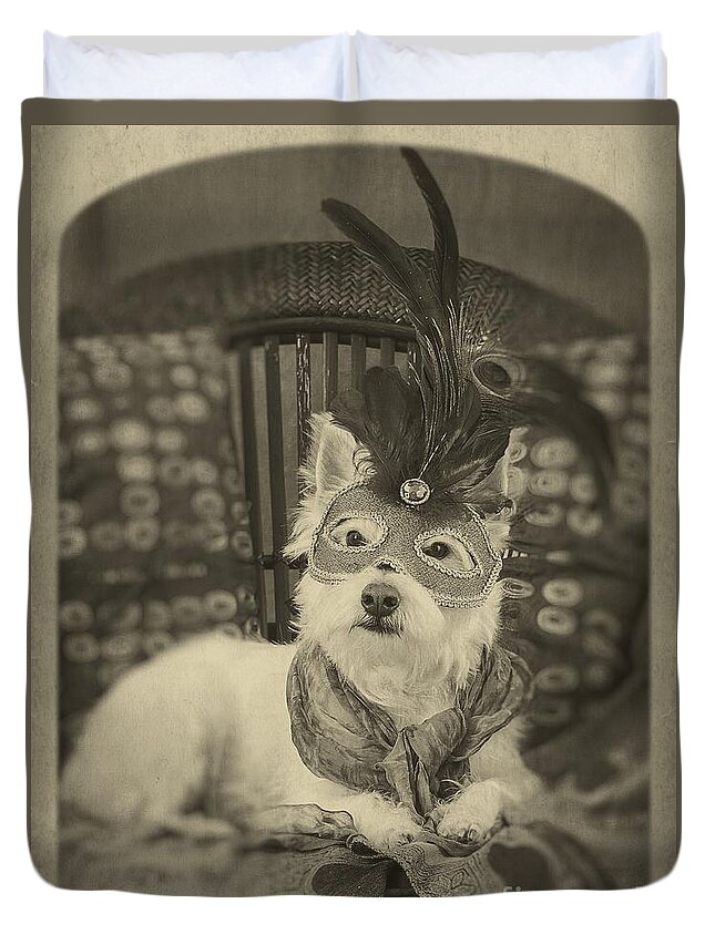 Canine Duvet Cover featuring the photograph Silent Film Star by Edward Fielding