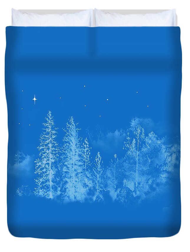 Blue Duvet Cover featuring the photograph Silent Night Holy Night by Susan Eileen Evans