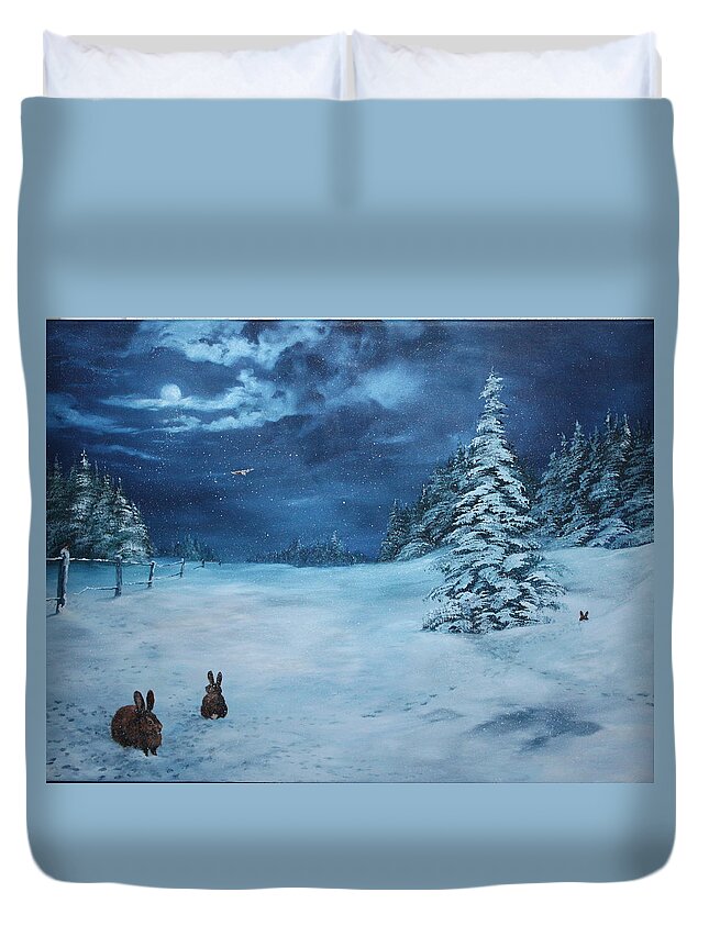 Winter Duvet Cover featuring the painting Silent Night by Jean Walker