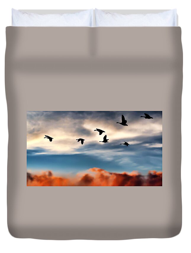 Silhouettes Duvet Cover featuring the digital art Silhouettes by Jeff S PhotoArt