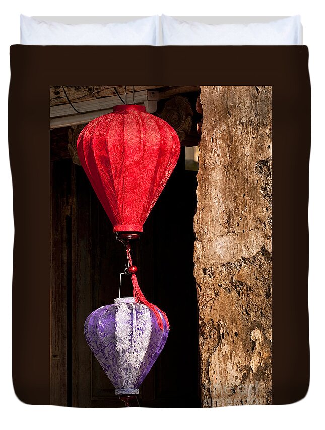 Vietnam Duvet Cover featuring the photograph Silk Lanterns 03 by Rick Piper Photography