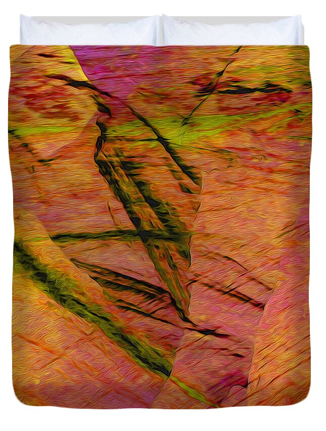  Stone Duvet Cover featuring the photograph Silken Strata by Stephanie Grant