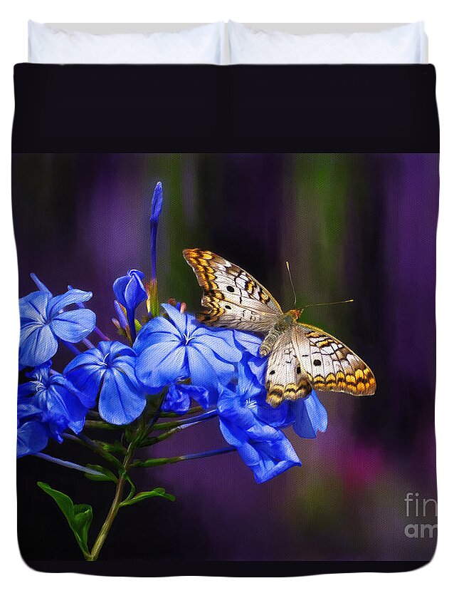 Butterfly Duvet Cover featuring the digital art Silver and Gold by Lois Bryan