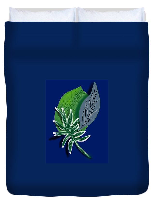 Botanical Duvet Cover featuring the digital art Silver Leaf and Fern II by Christine Fournier